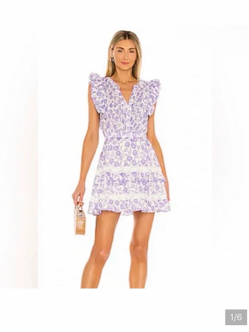 BB Dakota Lavender Floral Ruffle Mini Dress